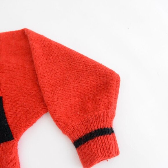 Vintage IB Sport Red Black Block Pattern Fine Knit 48% Mohair Wool Zip Sweater L - Picture 5 of 11